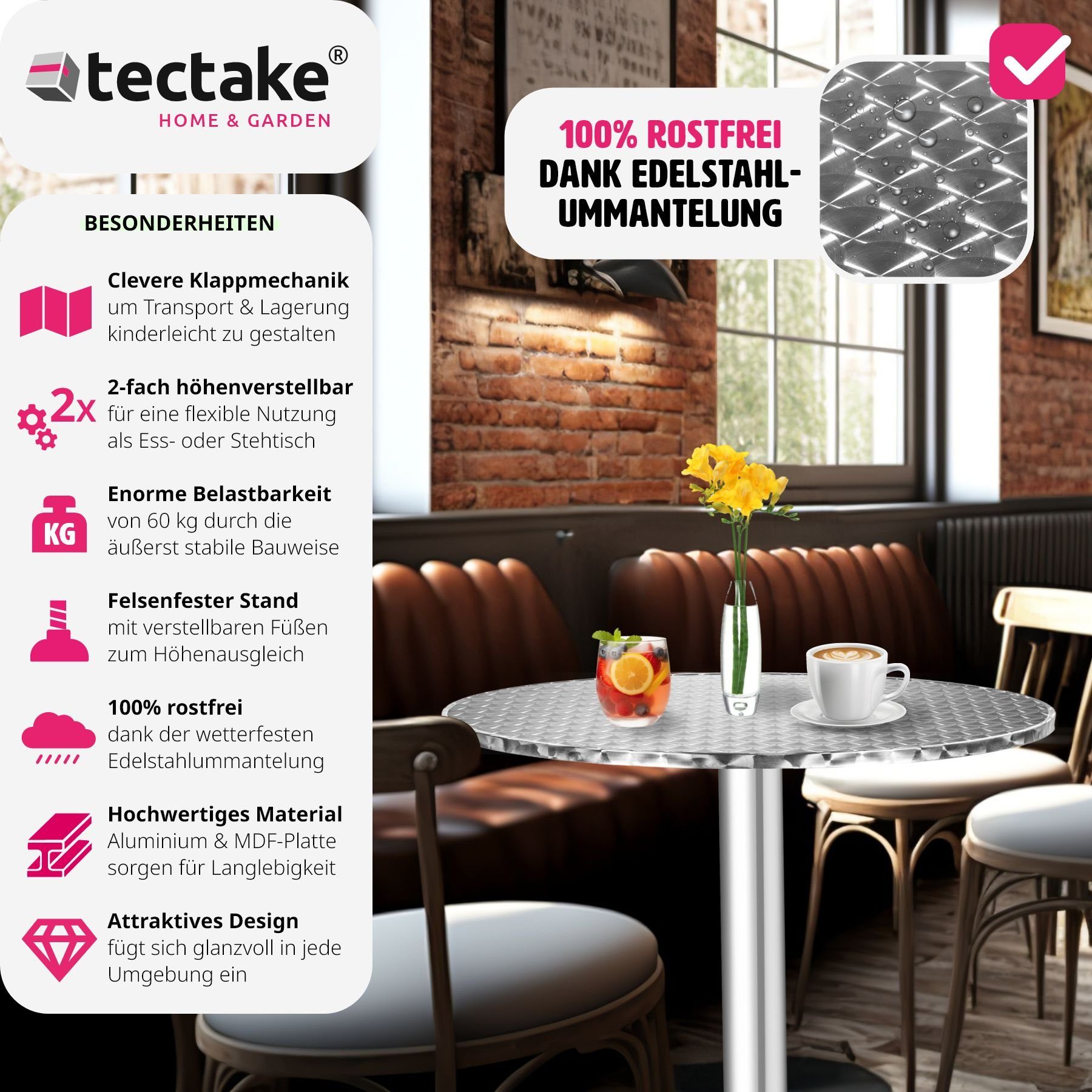 tectake Bistrotisch Alexander (1-St., 1 tlg)