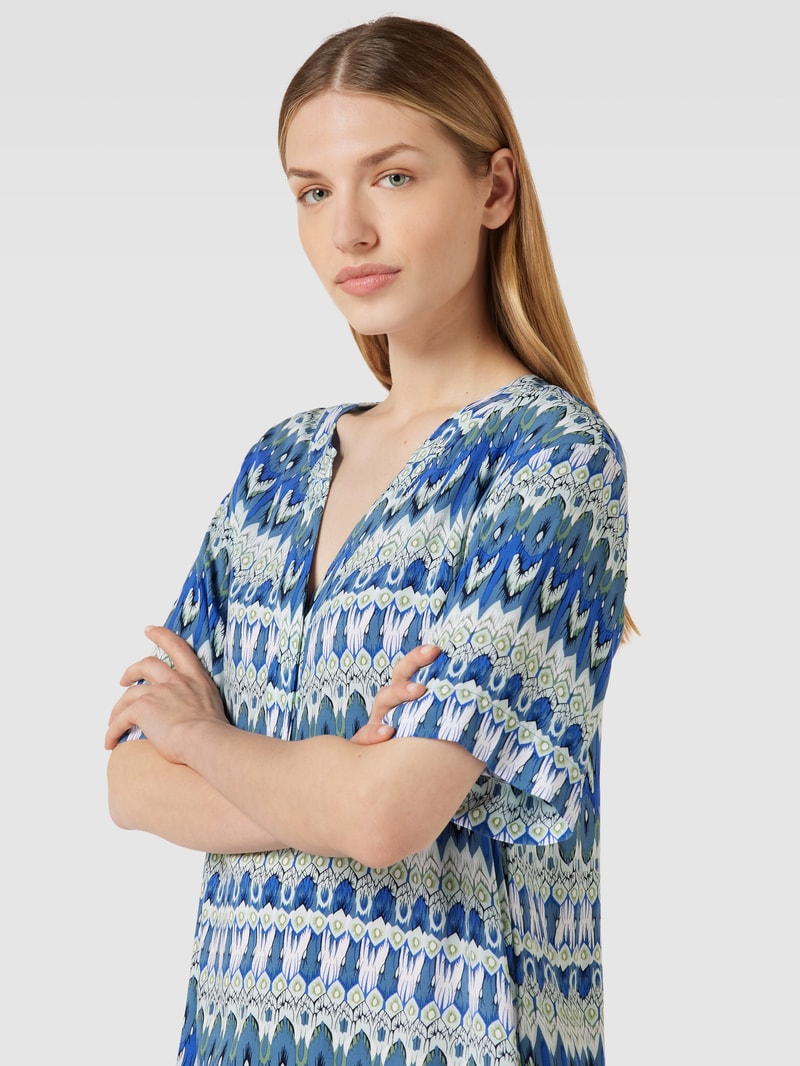 Knielanges Kleid mit Allover-Muster in metallic türkis