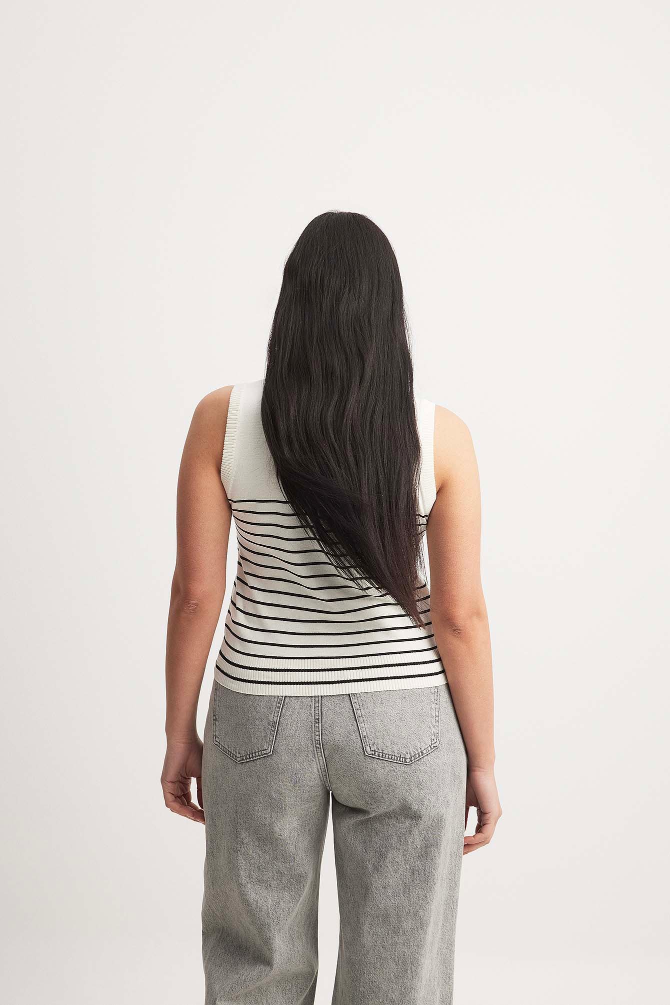 Ärmelloses gestreiftes Stricktop