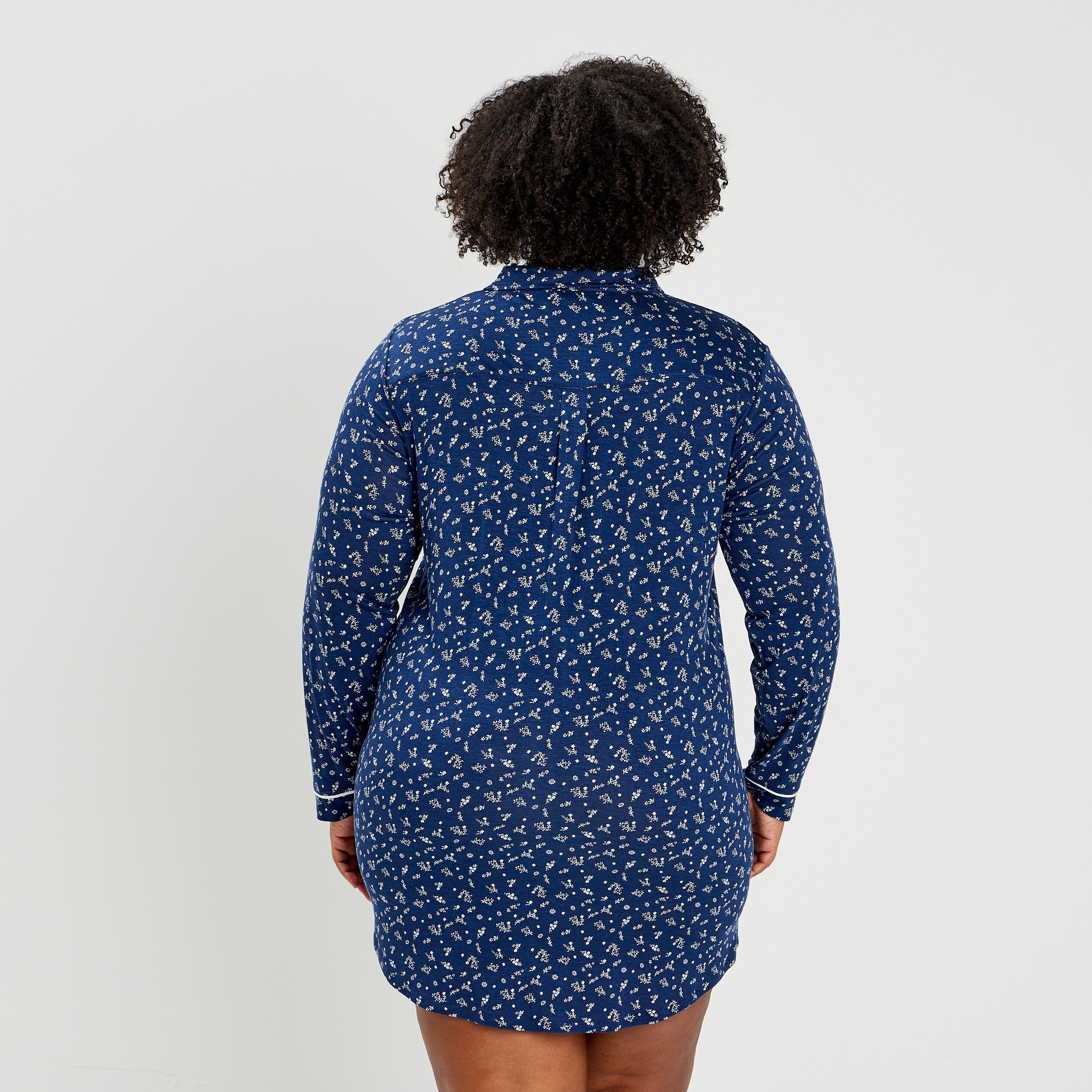 Chemise de nuit liquette bleu marine femme grande taille | La Halle