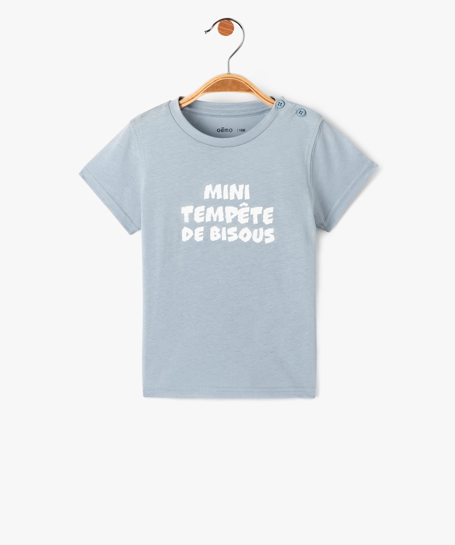 Tee-shirt bébé Garçon à manches courtes et message humor... bleu | GEMO