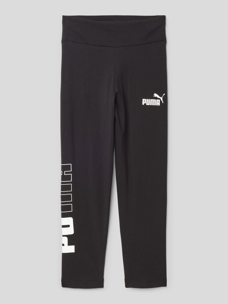 Leggings mit Label-Print in schwarz