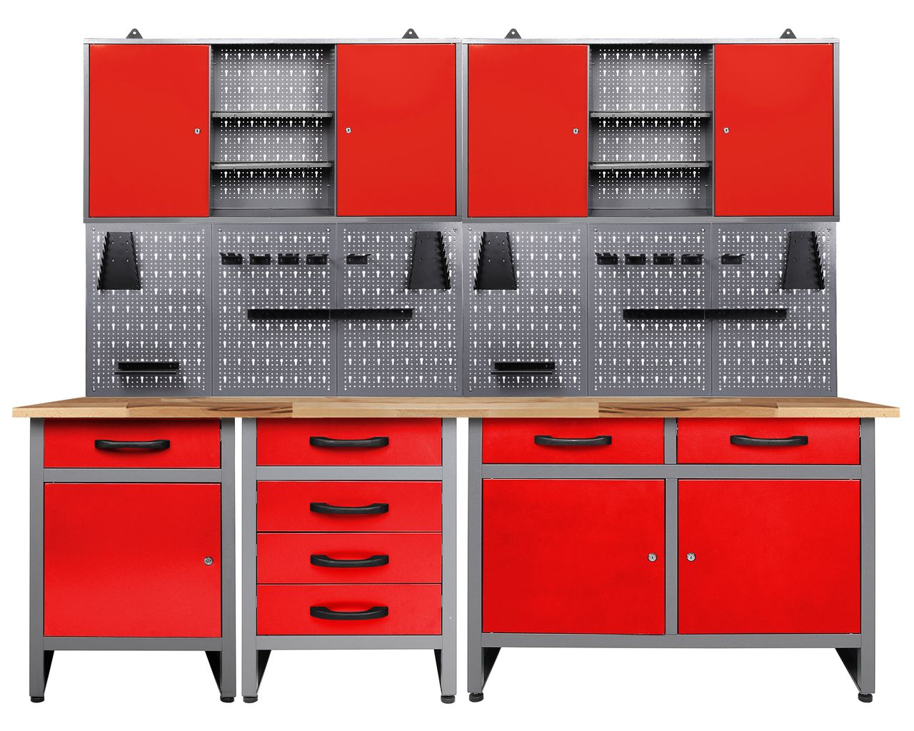 Ondis24 Werkstatt Set Bastler 240 cm 2 Schränke rot