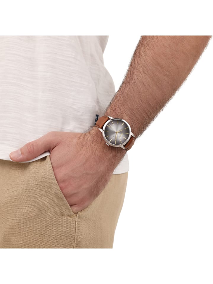 JOOP! Herrenarmbanduhr Edelstahl Lederarmband 42 mm günstig kaufen onesize