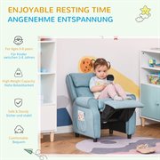 HOMCOM Kindersofa Kindercouch Kindersessel Stuhl Liegesofa verstellbar mit Fußstütze für 3-8 Jahre Jungen und Mädchen Blau 58x53x70cm
