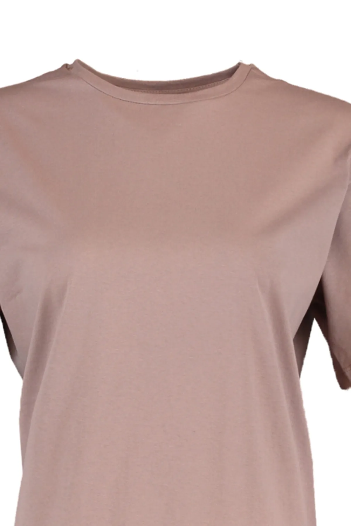 Trendyol Collection  Nerzfarbenes, übergroßes/weites Rundhals-Strick-T-Shirt aus 100 % Baumwolle TWOSS20TS0134