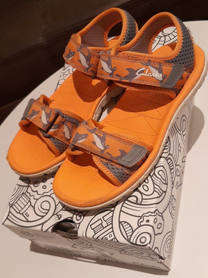Clarks Sandalen in Grau/ Orange günstig kaufen 32