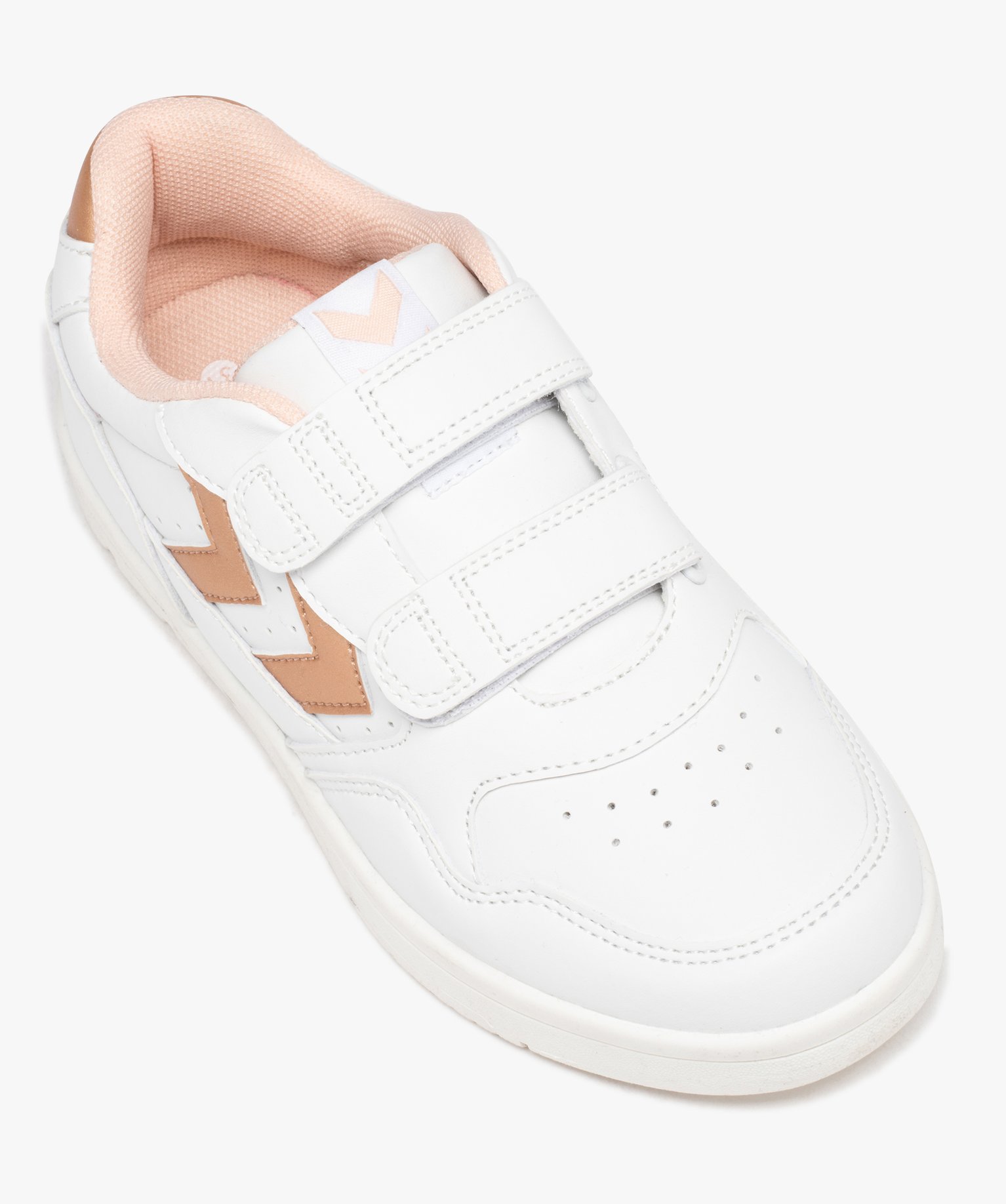 Baskets fille à double scratch avec détails métallisés -... blanc | GEMO
