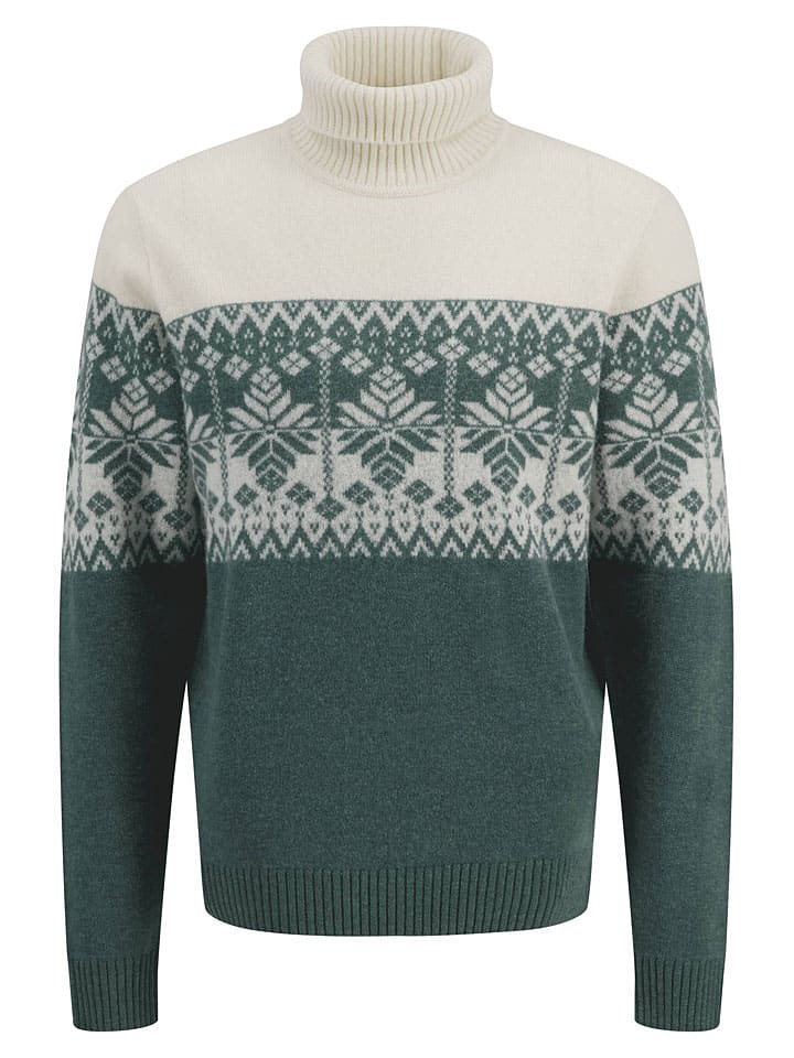 FYNCH-HATTON Wollrollkragenpullover in Grün/ Creme günstig kaufen