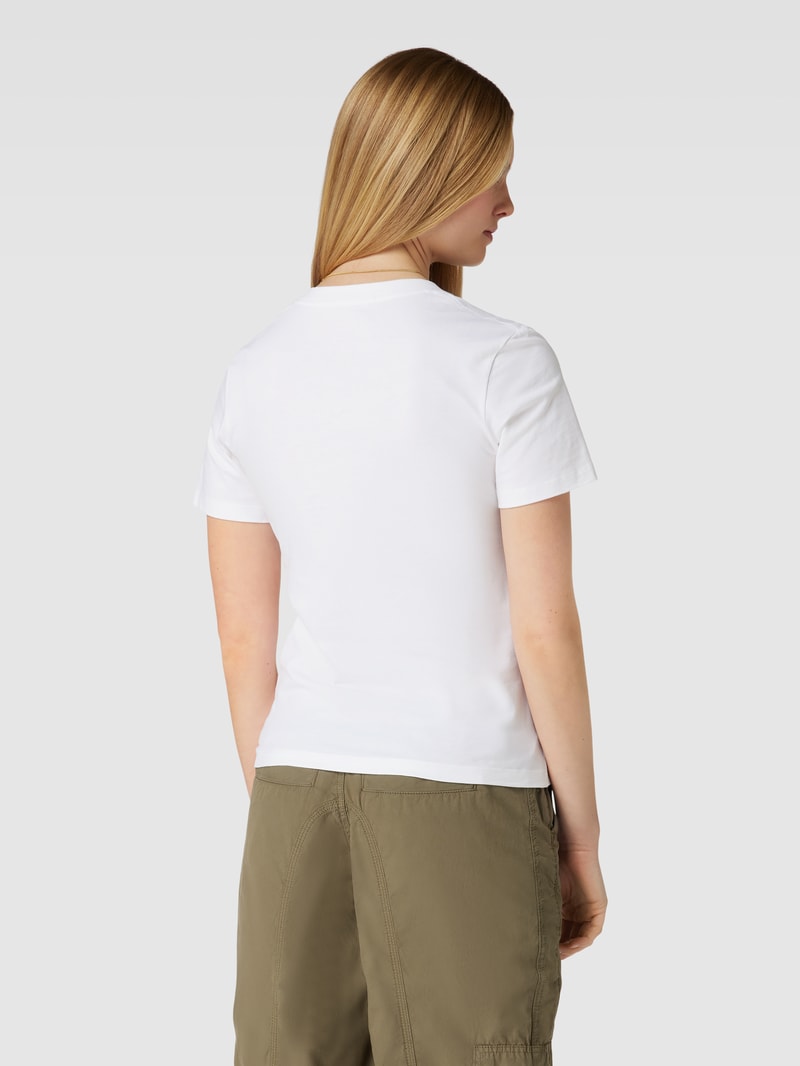 T-Shirt mit V-Ausschnitt Modell 'MICRO MONOLOGO' in weiss