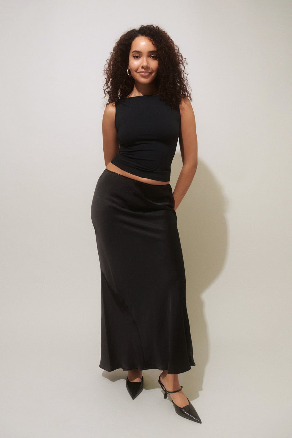 Satin mermaid maxi skirt