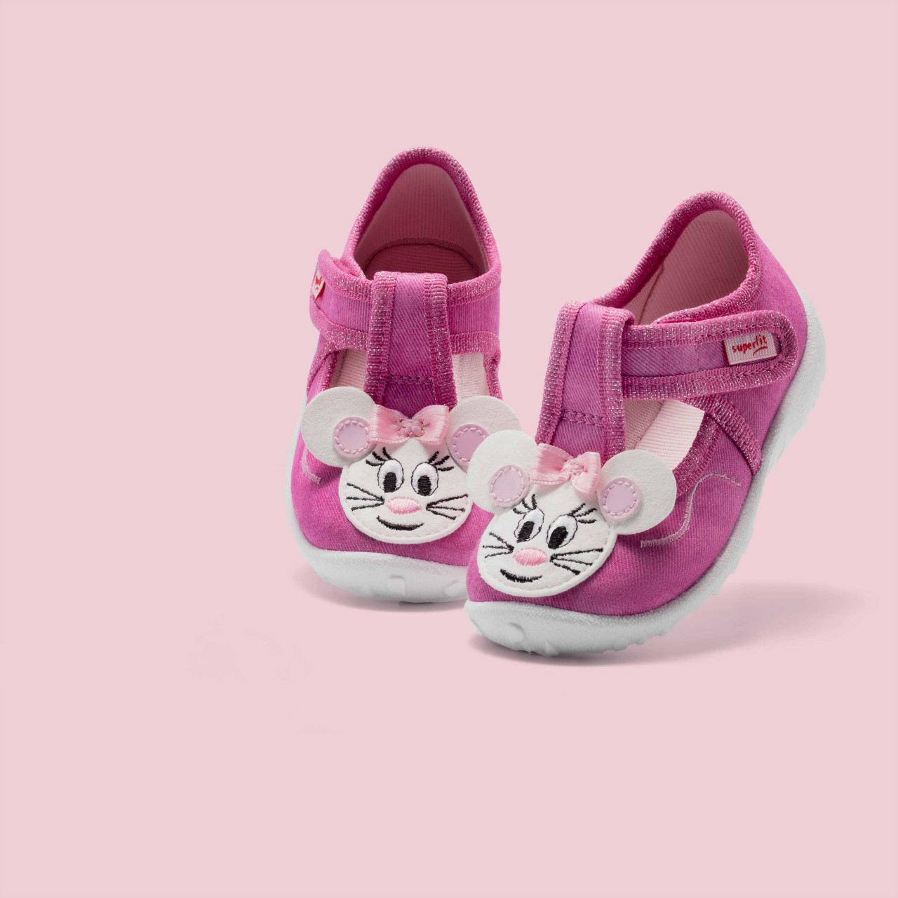 SPOTTY - Pink Hausschuh mit Klettverschluss