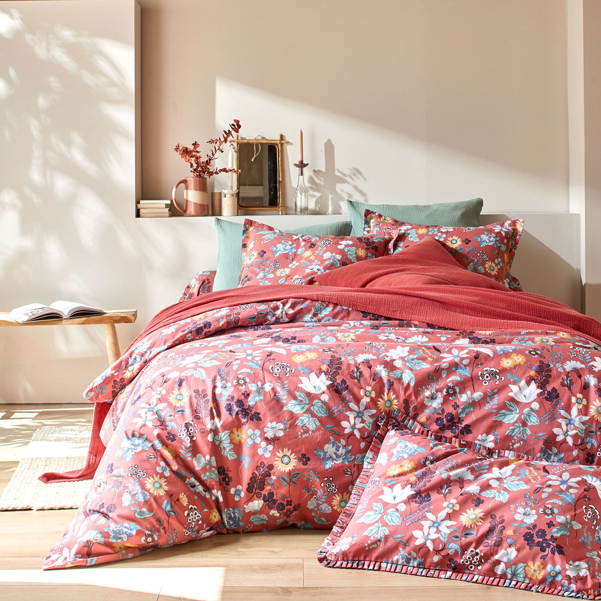 Linge de lit Kelly en coton imprimé floral