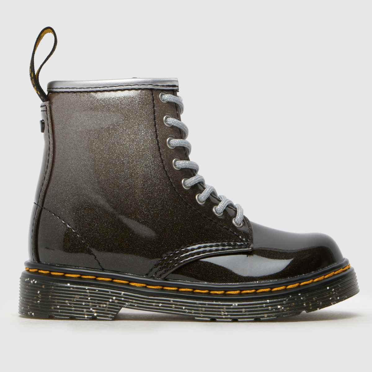 Dr Martens svarta & silverfärgade 1460 glitter flickstövlar