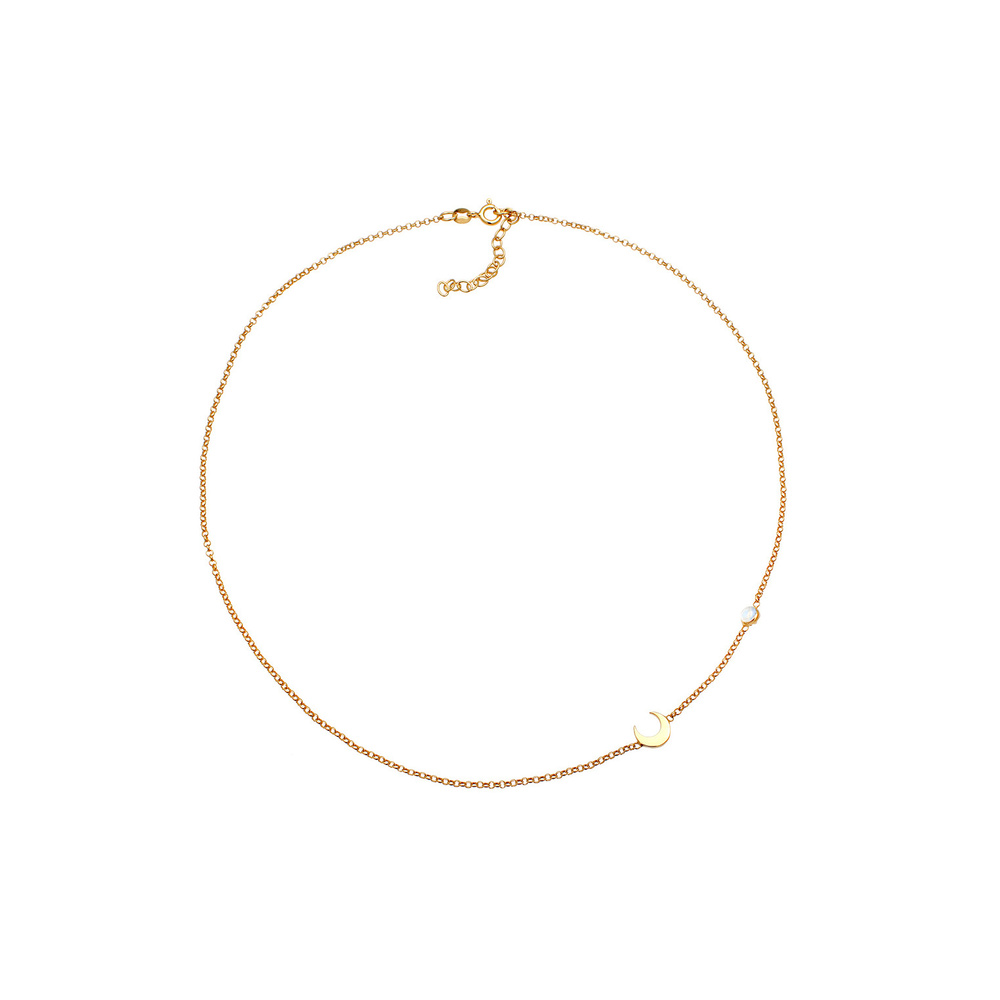 Elli Elli Collier Femmes Filigrane Basique Minimaliste avec Pierre de Lune en Argent S collier