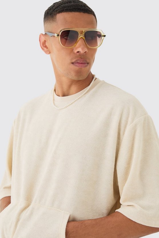 Kurzärmliges kastiges Oversize Frottee Sweatshirt