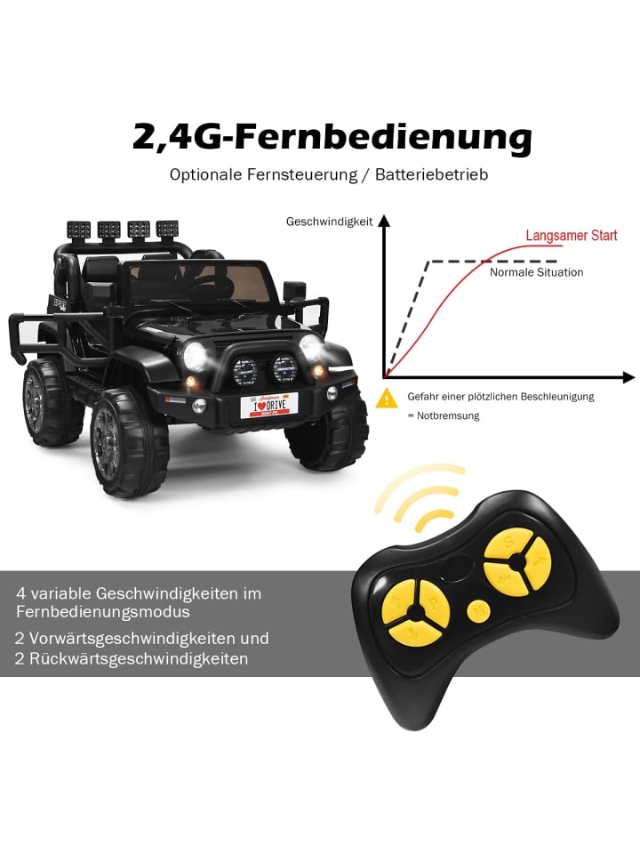 COSTWAY 12V Elektroauto 2 Sitzer in Schwarz günstig kaufen 120 x 80 cm
