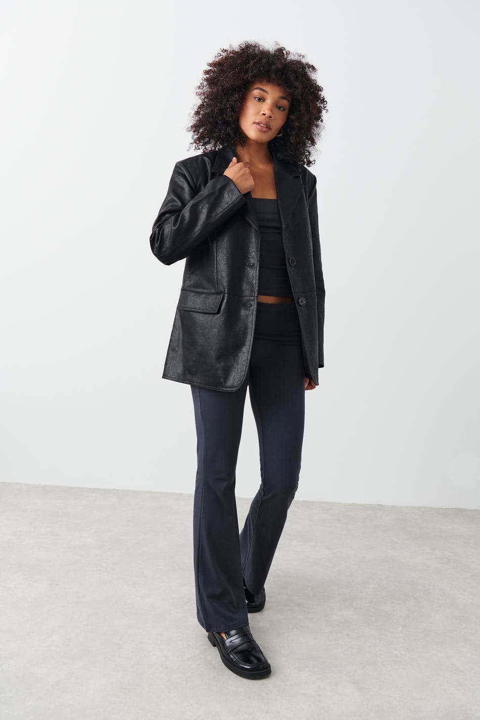 Pu oversized blazer