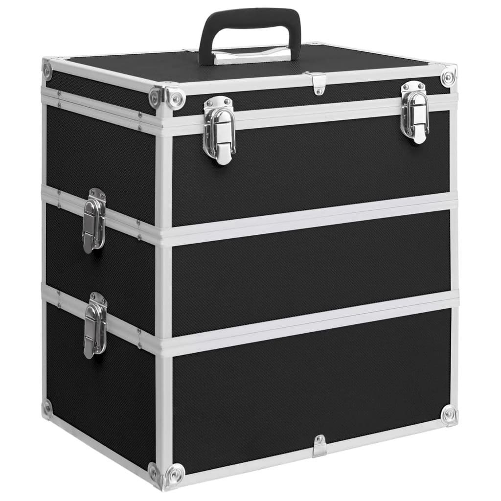 vidaXL Kosmetikkoffer Kosmetikkoffer 37x24x40 cm Schwarz Aluminium