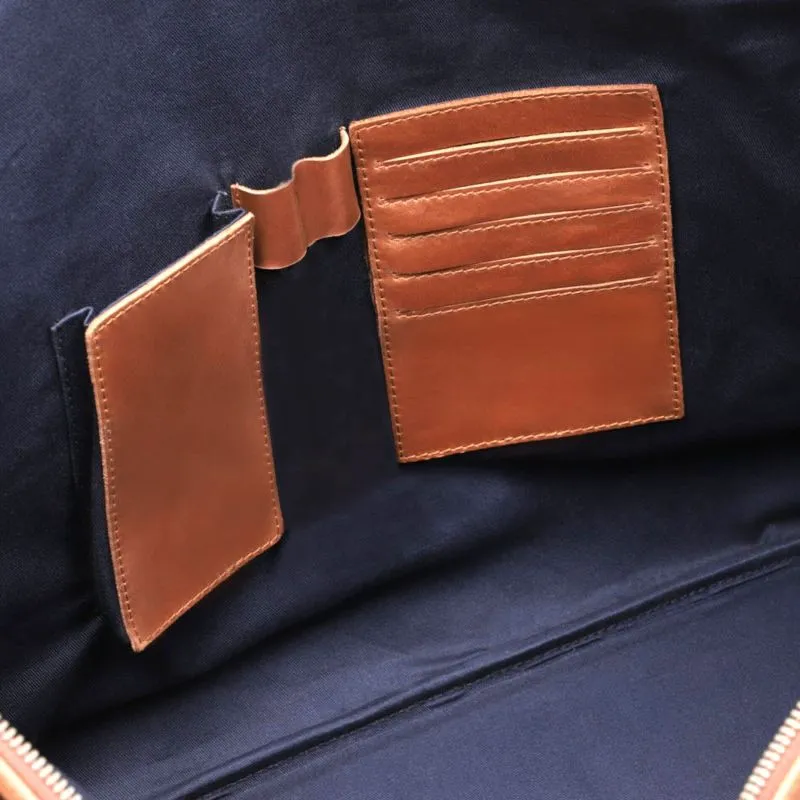 Buckle & Seam Leder Weekender Linwood - Cognac \/ Blau
