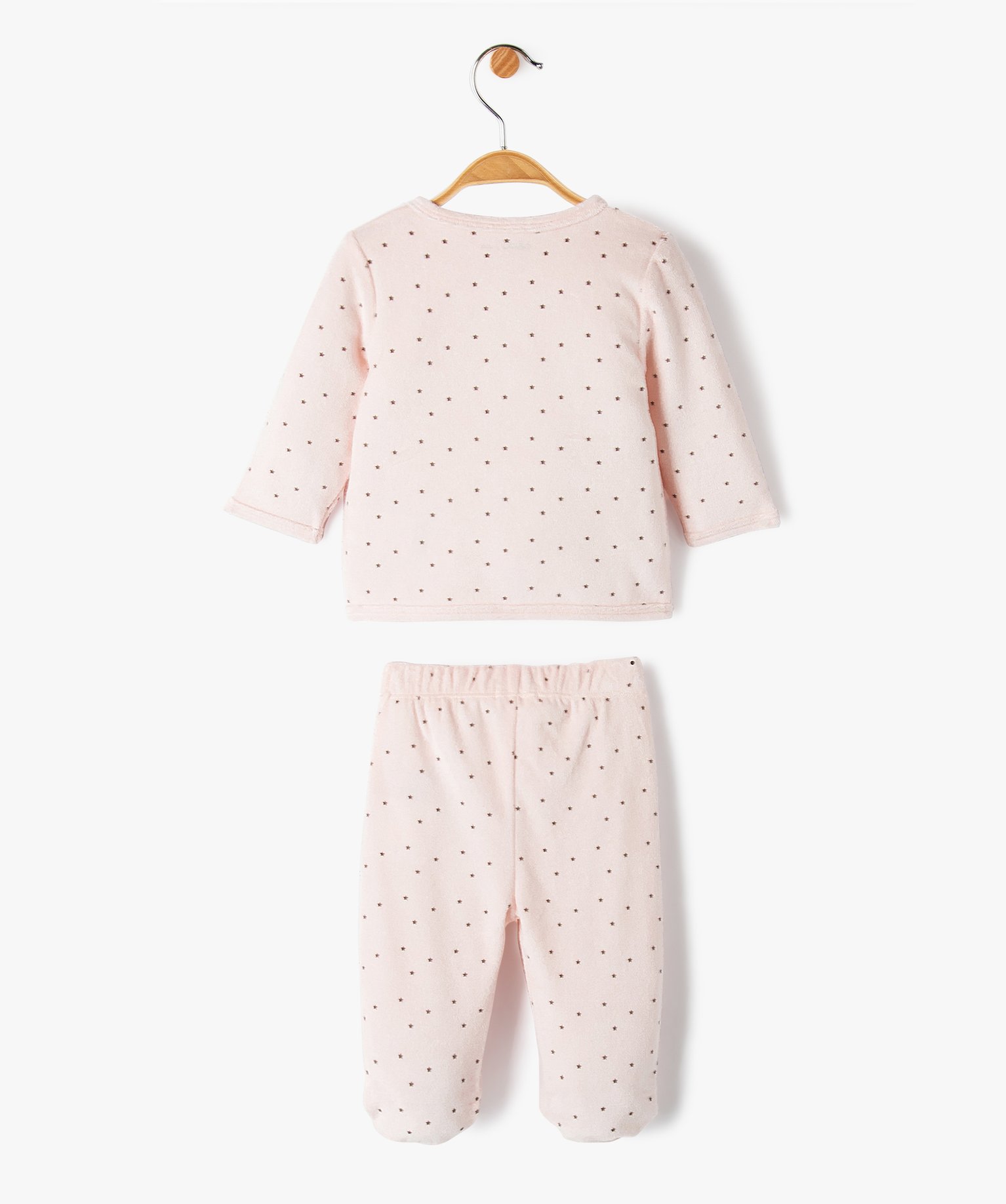 Pyjama 2 pièces en velours à motif étoiles bébé rose | GEMO