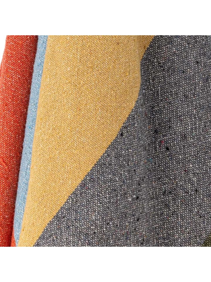 Bloomingville Decke DRUENTO Breite Streifen mit Quasten in Rot und Gelb günstig kaufen onesize
