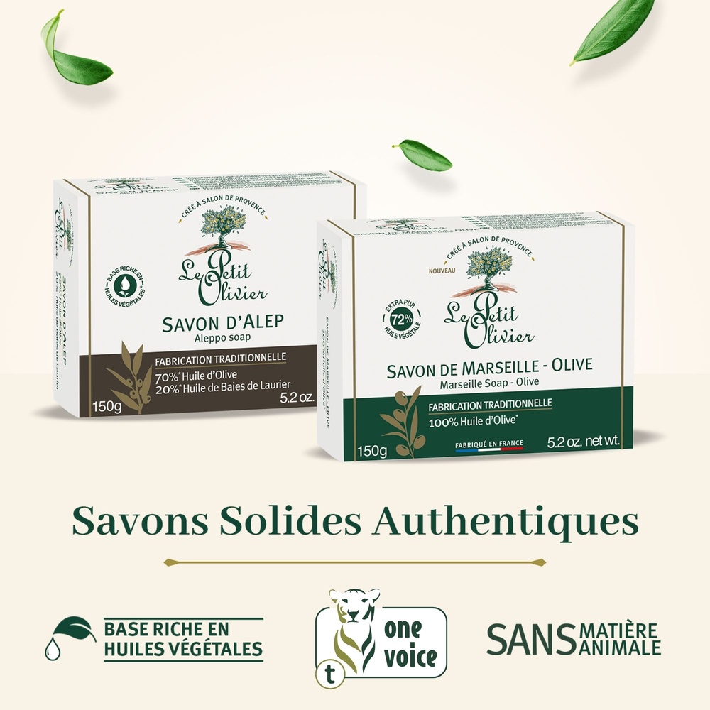 le petit olivier Savon de Marseille Olive Savon Solide - Fabrication Traditionnelle