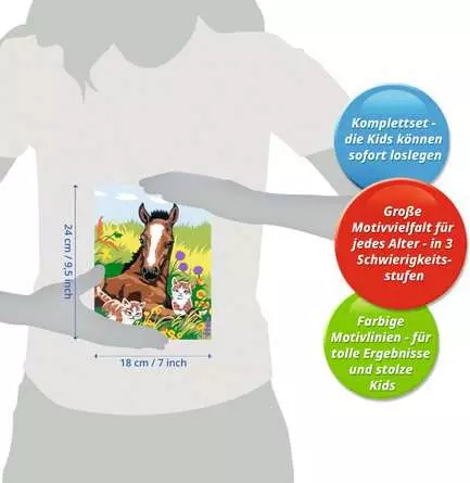 CreArt Süße Tierkinder - Malen nach Zahlen für Kinder ab 9 Jahren