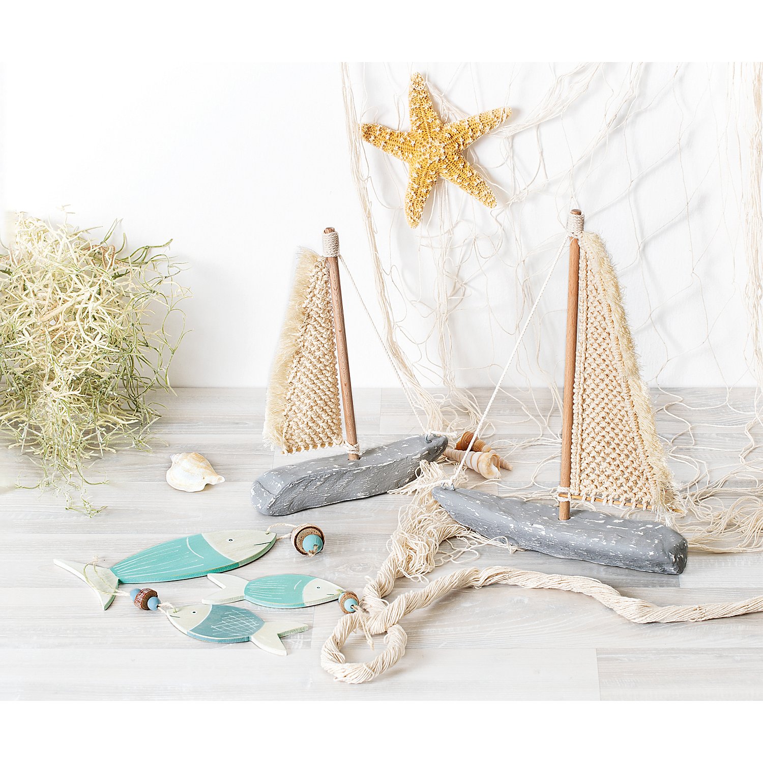Deko-Fische aus Holz, 10 Stück