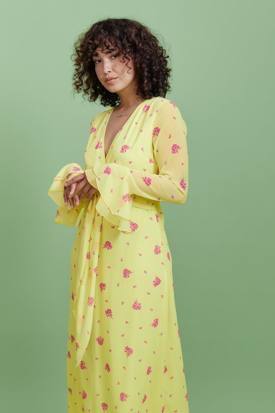 Chiffon tie front maxi dress