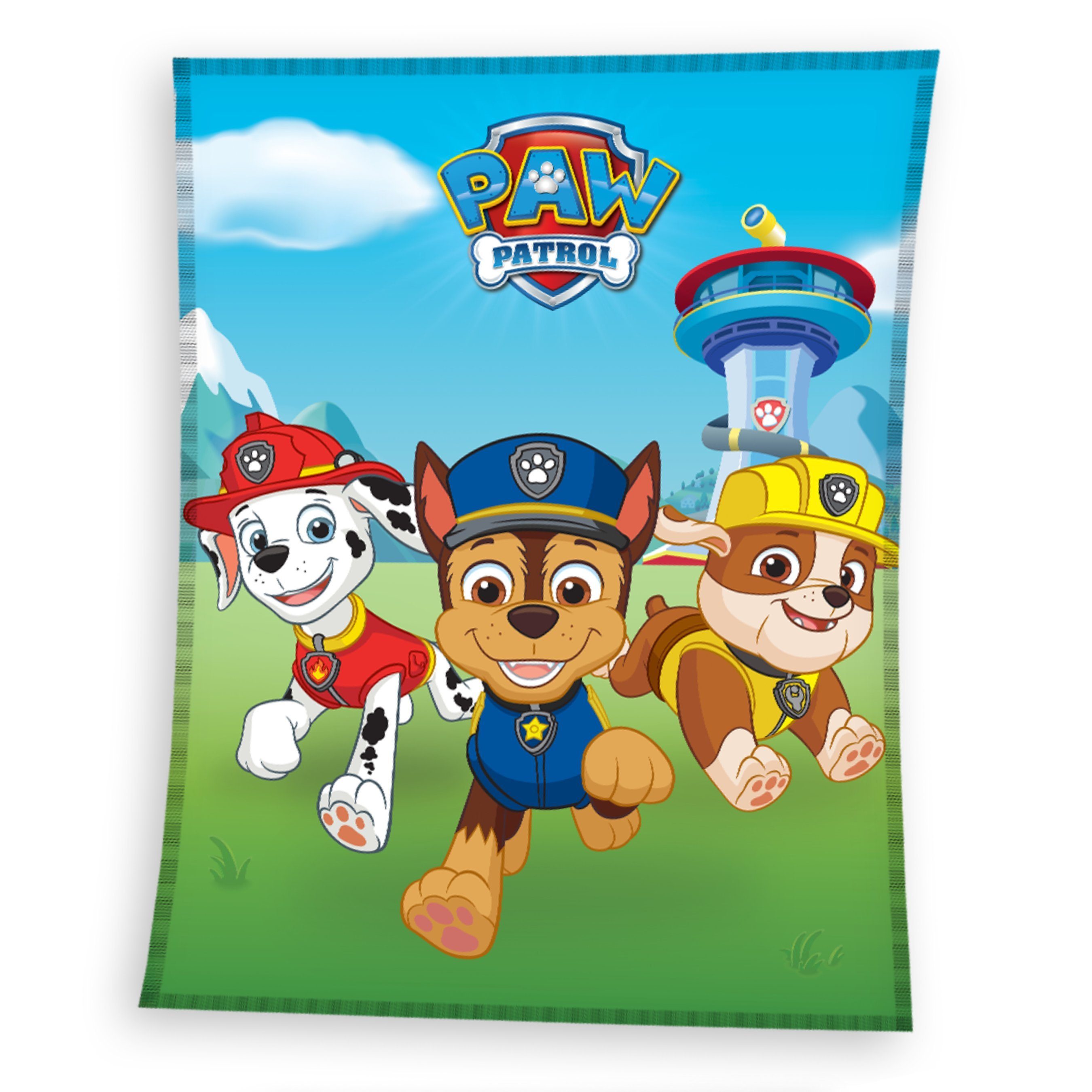 Kinderdecke Paw Patrol 130x170 cm, weich und kuschelig, passend zur Bettwäsche, MTOnlinehandel, Sofadecke Überwurf Plaid für Mädchen und Jungen