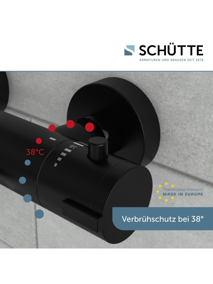 Schütte Wannenarmatur LONDON in Schwarz matt mit Thermostat - (L) 16 x (B) 27 x (H) 7 cm günstig kaufen onesize