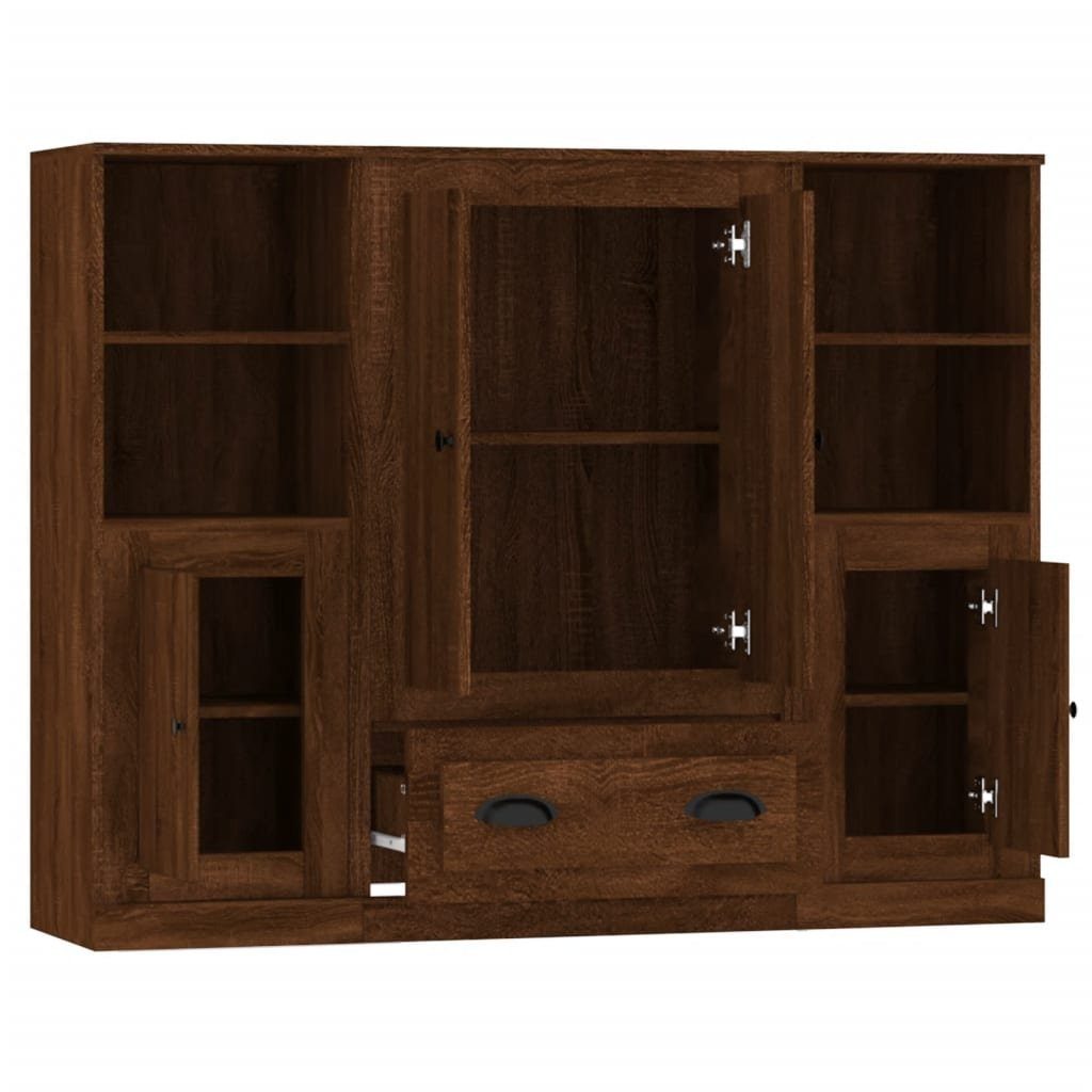 vidaXL Anrichte Highboards 3 Stk Braun Eichen-Optik Holzwerkstoff