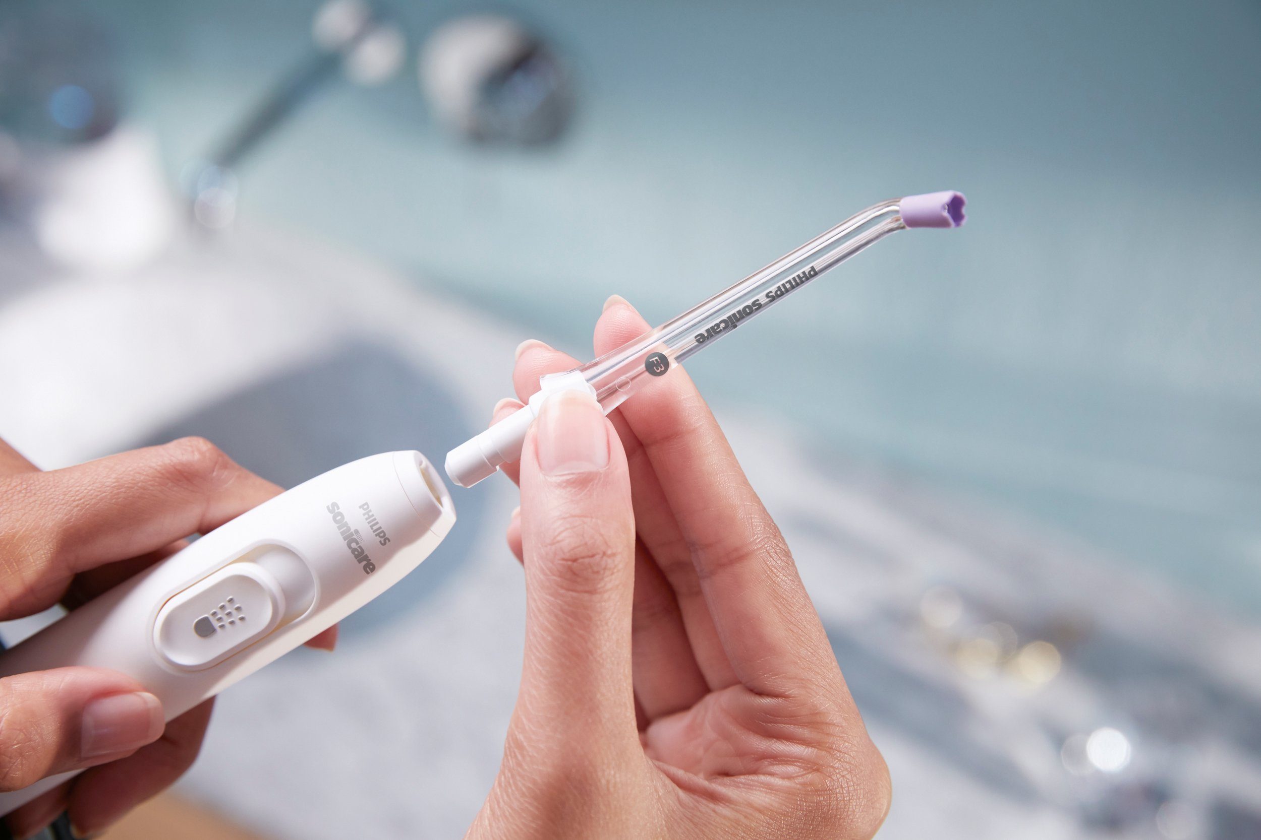 Philips Sonicare Mundduschen-Ersatzdüse F3 Quad Stream nozzle HX3062/00, weiche Führung, kompatibel mit jeder Philips Sonicare Powerflosser