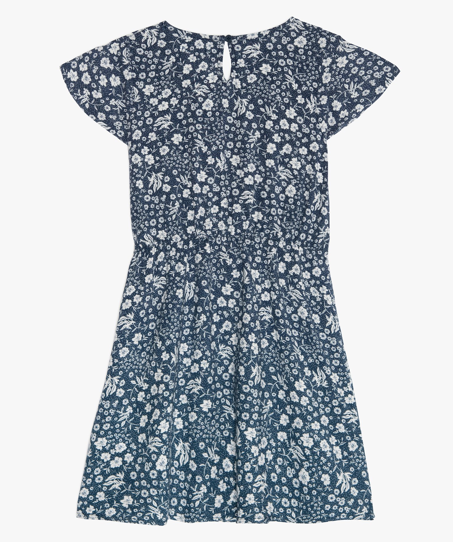 Robe fille fleurie effet portefeuille bleu | GEMO