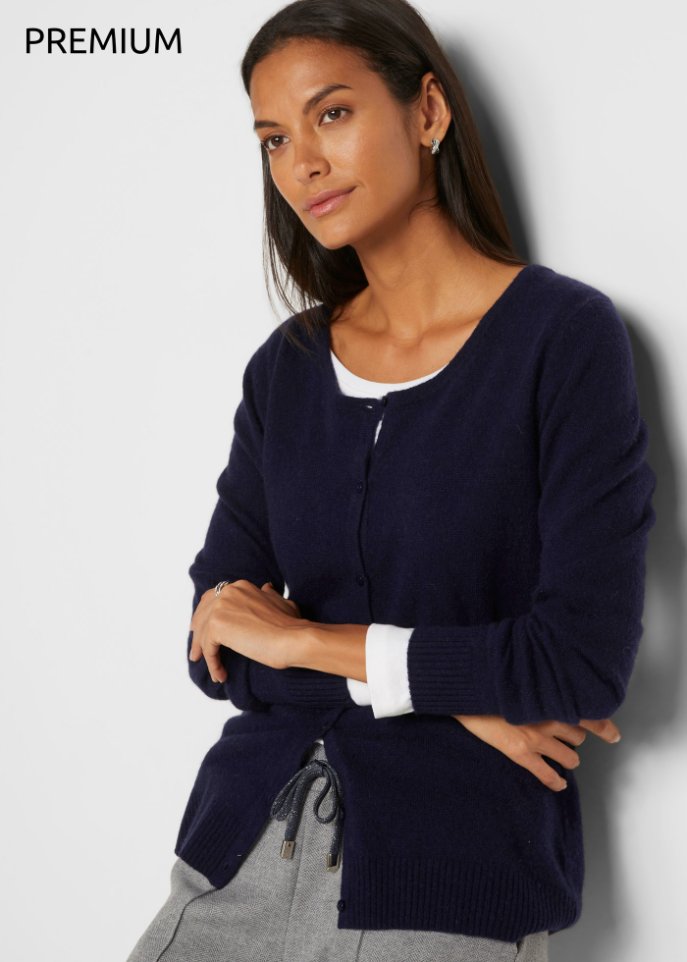 Wollstrickjacke mit Good Cashmere Standard®-Anteil