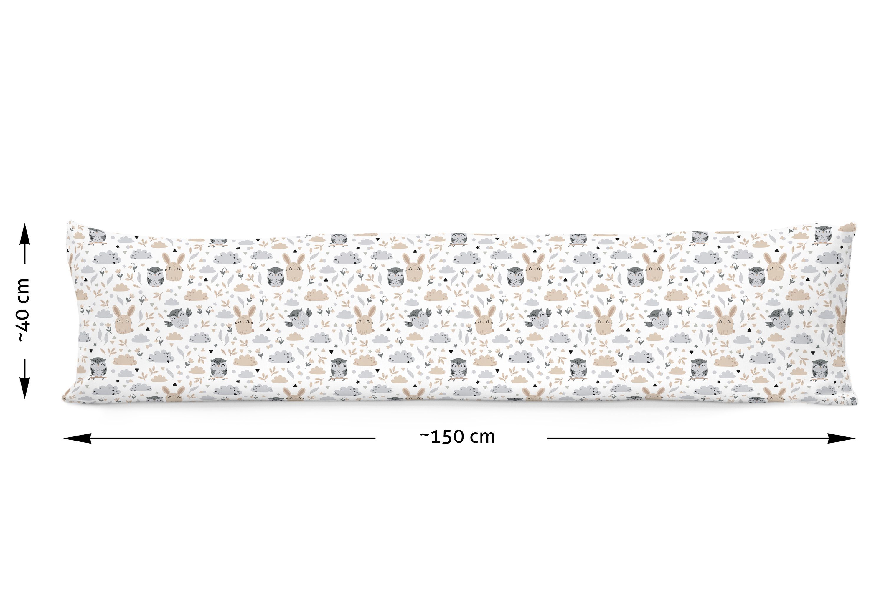 Amilian Seitenschläferkissen Lagerungskissen Bezug: ca. 150 x 40 cm (Made in EU), Bezug für Lagerungskissen; Komfortkissen; Pillow Cover; Ersatzbezug; abnehmbar und waschbar, Pregnancy Pillow, Kissenbezug aus 100% Baumwolle