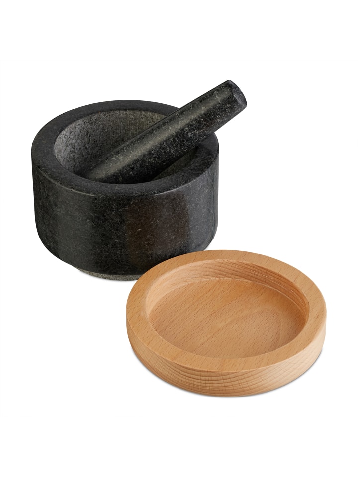 relaxdays Mörser mit Stößel in Schwarz/ Natur günstig kaufen onesize