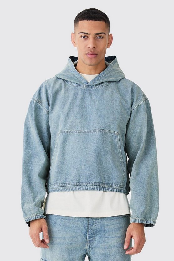 Kastiger Denim-Hoodie