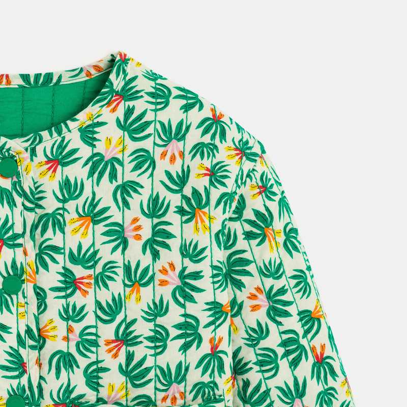 Veste réversible fille verte à motifs tropicaux Catimini