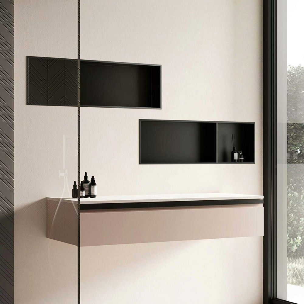 Aloni Regalaufsatz HEC60MB, (1-St), Aloni Wandnische Edelstahl schwarz matt rostfrei 300x600x100mm