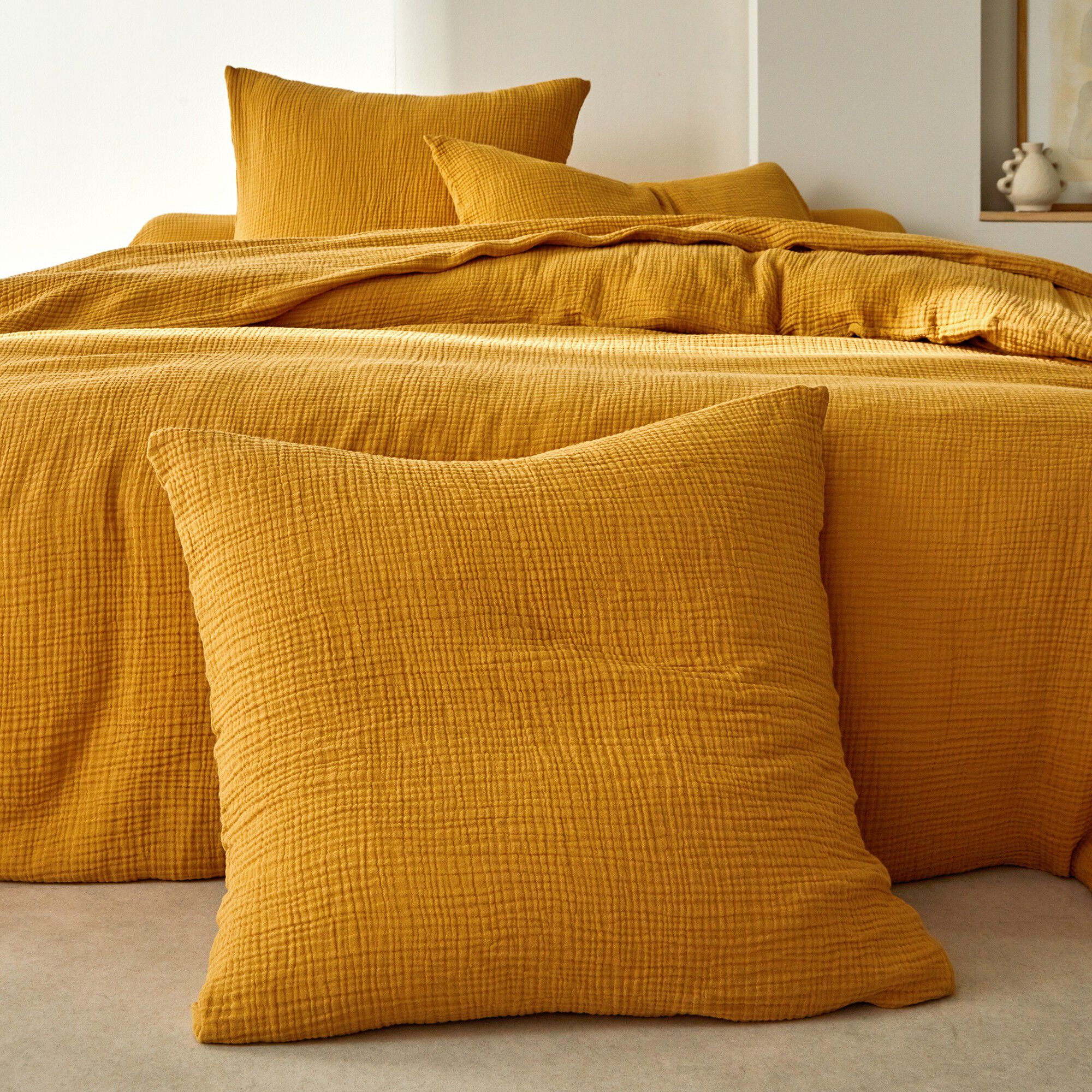 Linge de lit uni en triple gaze de coton