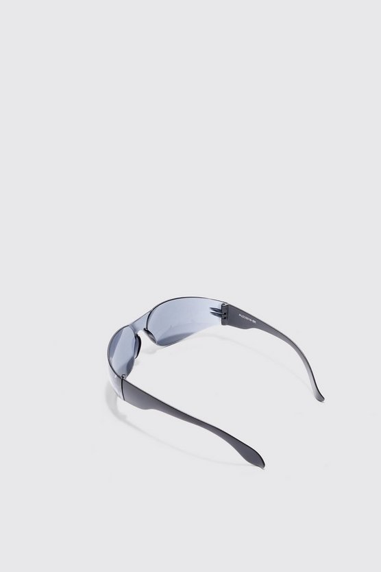 Rahmenlose Plastik-Sonnenbrille in Schwarz