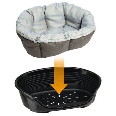 Set aus Ferplast Korb Siesta Deluxe mit Überzug Sofà blau Tweed
