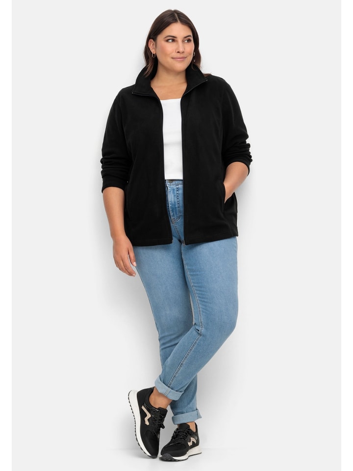 sheego Fleecejacke in schwarz günstig kaufen