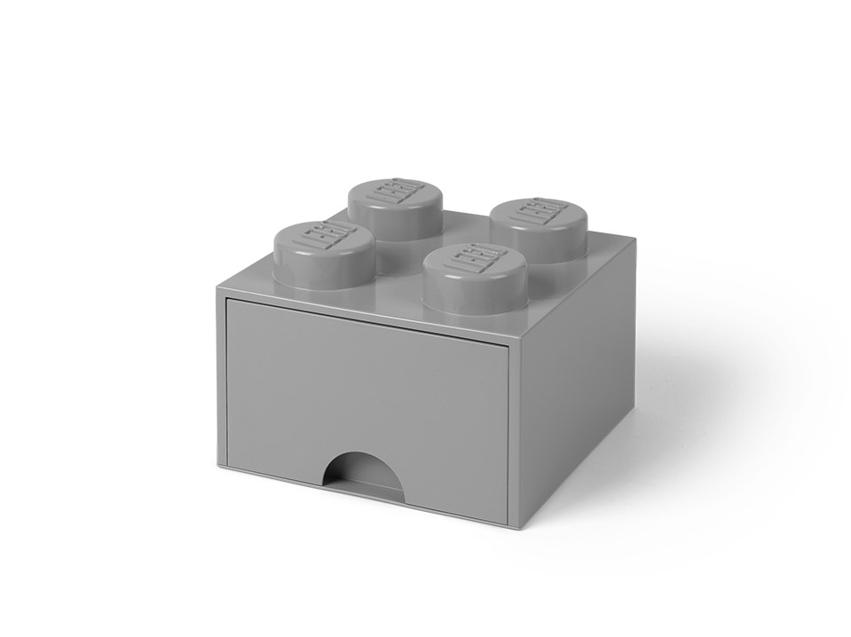 LEGO® mittelgroßer Aufbewahrungsstein mit 4 Noppen und Schubfach in Steingrau 5005713