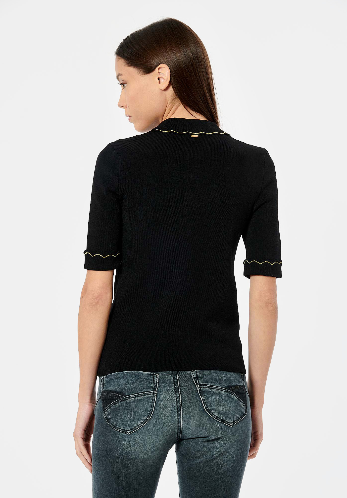 LUBER  Polo noir femme