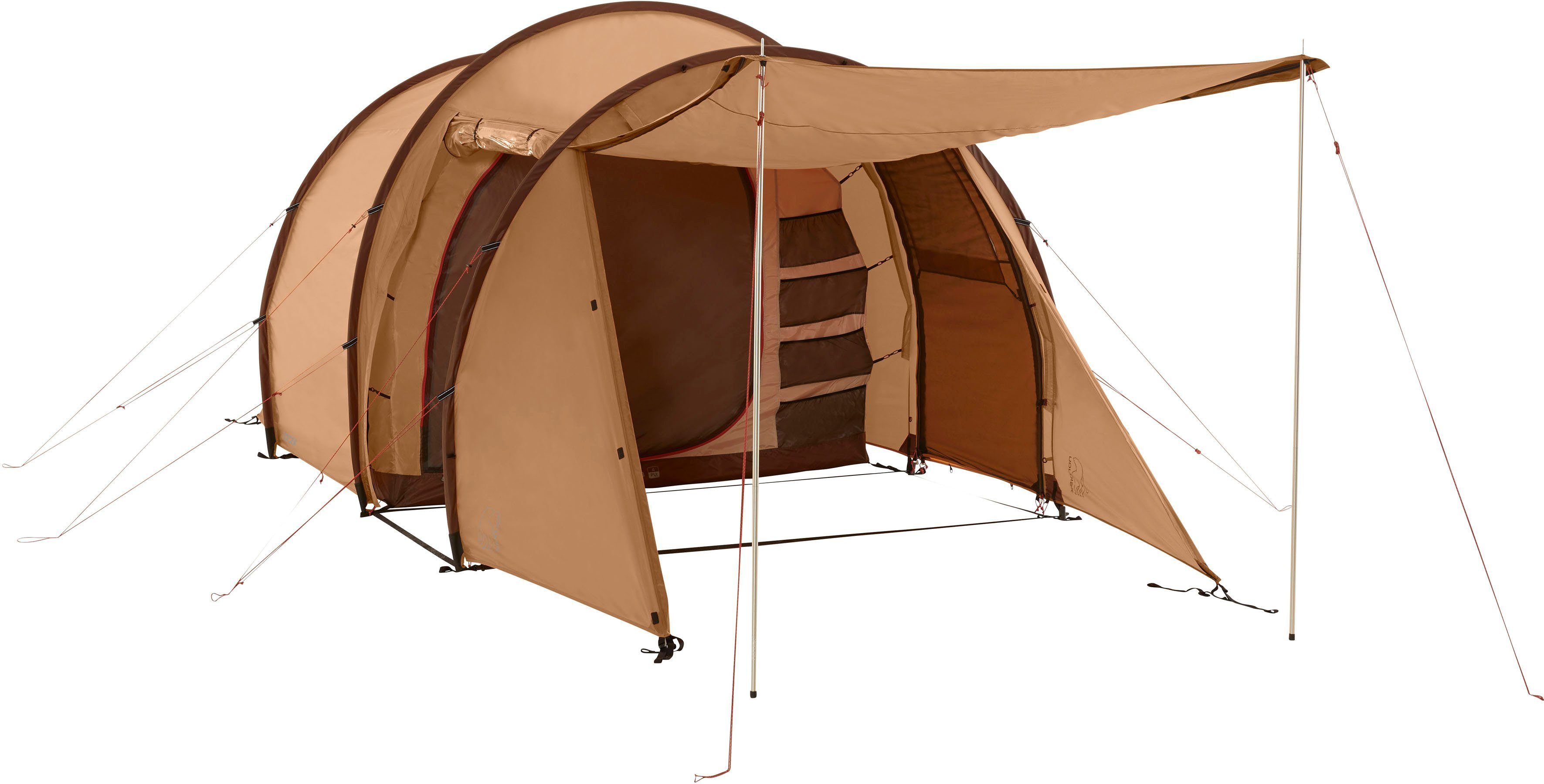 Nordisk Gruppenzelt Reisa 4 PU Tent Cashew/Brown, Personen: 4 (Packung, 1 tlg)