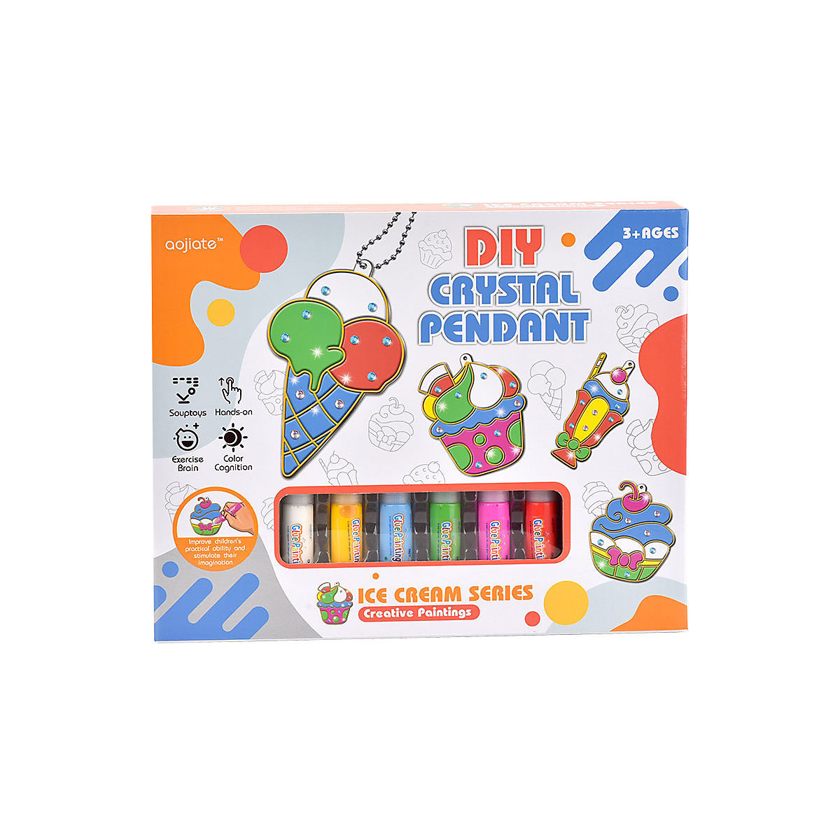 Kristall-Gelatine Farbe kritzeln Malerei Cartoon hängen Spielzeug Gebackener Leim Malerei Kinderhandwerk DIY Produktion