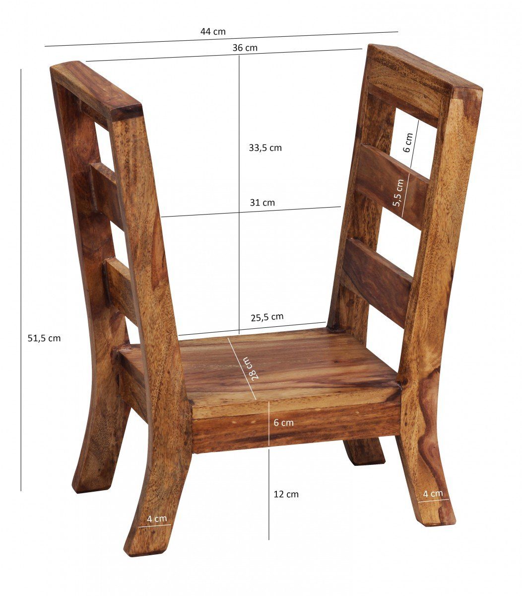 Wohnling Zeitungsständer WL1.370 (Zeitungshalter Sheesham Massivholz 44x51,5x28 cm), Zeitschriftenhalter Modern, Prospekthalter